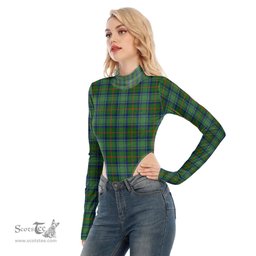 Scottish Cranstoun Clan Tartan Womens Turtleneck High Cut Bodysuit Stretchy Jumpsuit