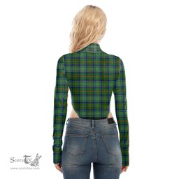 Scottish Cranstoun Clan Tartan Womens Turtleneck High Cut Bodysuit Stretchy Jumpsuit