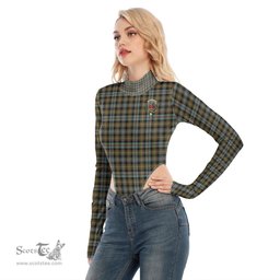 Scottish Farquharson Weathered Clan Crest Tartan Womens Turtleneck High Cut Bodysuit Stretchy Jumpsuit