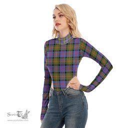 Scottish Carnegie Ancient Clan Tartan Womens Turtleneck High Cut Bodysuit Stretchy Jumpsuit