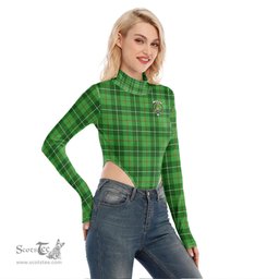 Scottish Galloway District Clan Crest Tartan Womens Turtleneck High Cut Bodysuit Stretchy Jumpsuit