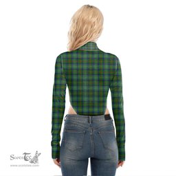 Scottish Cranstoun Clan Crest Tartan Womens Turtleneck High Cut Bodysuit Stretchy Jumpsuit