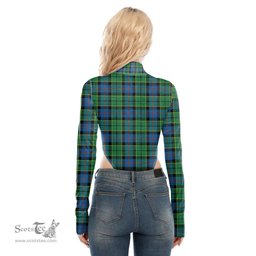 Scottish Forsyth Ancient Clan Tartan Womens Turtleneck High Cut Bodysuit Stretchy Jumpsuit