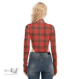Scottish Grant Weathered Clan Tartan Womens Turtleneck High Cut Bodysuit Stretchy Jumpsuit