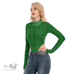 Scottish Don Tribe of Mar Clan Tartan Womens Turtleneck High Cut Bodysuit Stretchy Jumpsuit