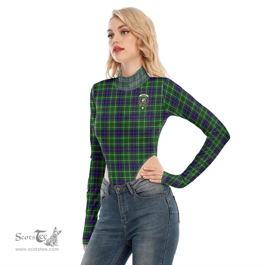 Scottish Duncan Modern Clan Crest Tartan Womens Turtleneck High Cut Bodysuit Stretchy Jumpsuit