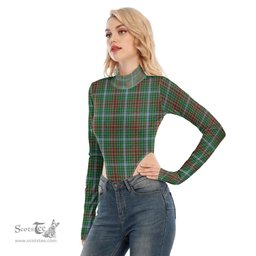 Scottish Gayre Clan Tartan Womens Turtleneck High Cut Bodysuit Stretchy Jumpsuit