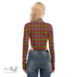 Scottish Forrester Clan Crest Tartan Womens Turtleneck High Cut Bodysuit Stretchy Jumpsuit