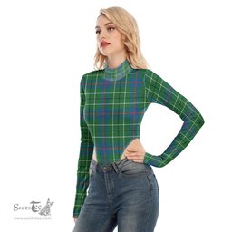 Scottish Duncan Ancient Clan Tartan Womens Turtleneck High Cut Bodysuit Stretchy Jumpsuit