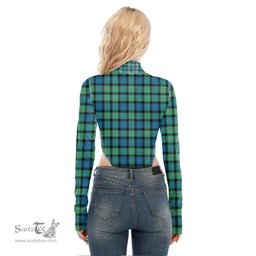 Scottish Gunn Ancient Clan Crest Tartan Womens Turtleneck High Cut Bodysuit Stretchy Jumpsuit