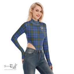 Scottish Edmonstone Clan Crest Tartan Womens Turtleneck High Cut Bodysuit Stretchy Jumpsuit