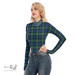 Scottish Forbes Ancient Clan Tartan Womens Turtleneck High Cut Bodysuit Stretchy Jumpsuit