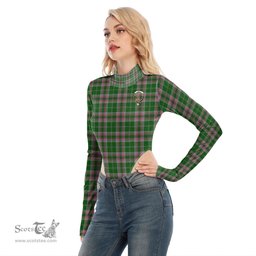 Scottish Gray Hunting Clan Crest Tartan Womens Turtleneck High Cut Bodysuit Stretchy Jumpsuit