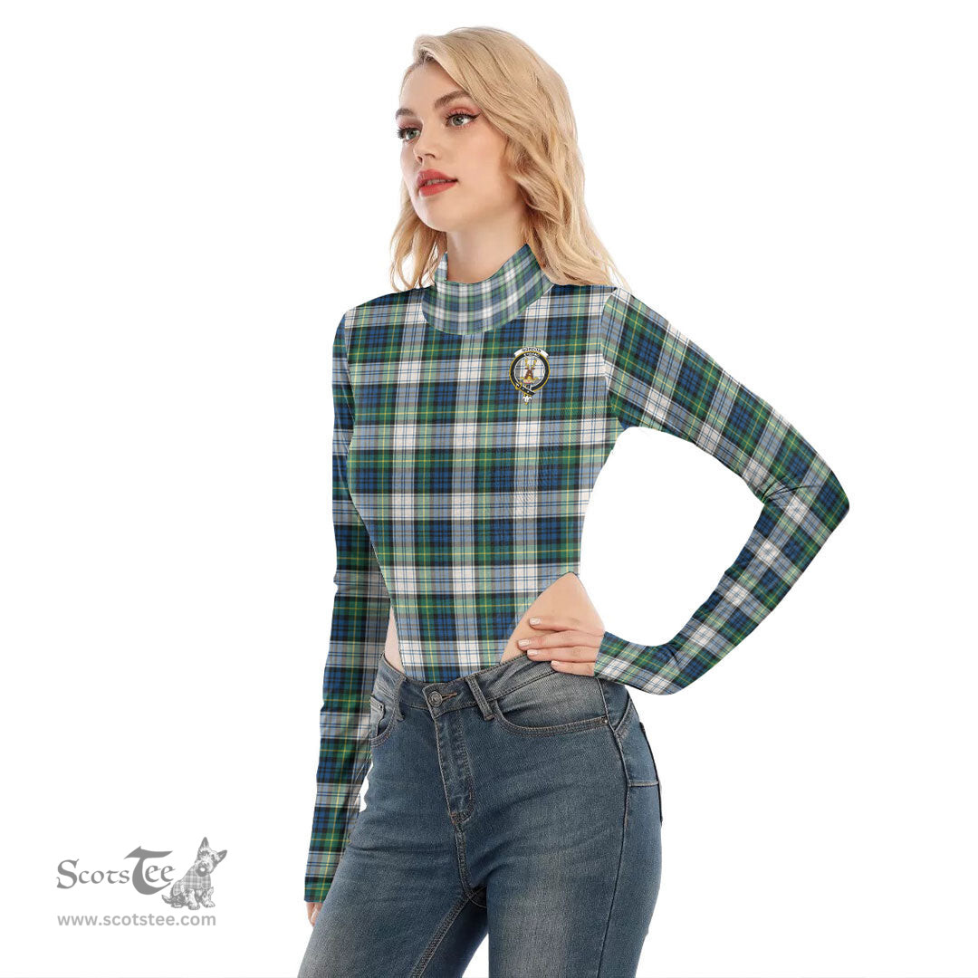 Scottish Gordon Dress Ancient Clan Crest Tartan Womens Turtleneck High Cut Bodysuit Stretchy Jumpsuit