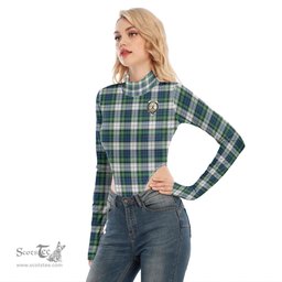 Scottish Gordon Dress Ancient Clan Crest Tartan Womens Turtleneck High Cut Bodysuit Stretchy Jumpsuit