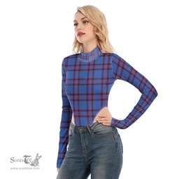 Scottish Elliot Modern Clan Tartan Womens Turtleneck High Cut Bodysuit Stretchy Jumpsuit