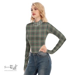 Scottish Craig Ancient Clan Tartan Womens Turtleneck High Cut Bodysuit Stretchy Jumpsuit