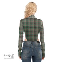 Scottish Craig Ancient Clan Tartan Womens Turtleneck High Cut Bodysuit Stretchy Jumpsuit