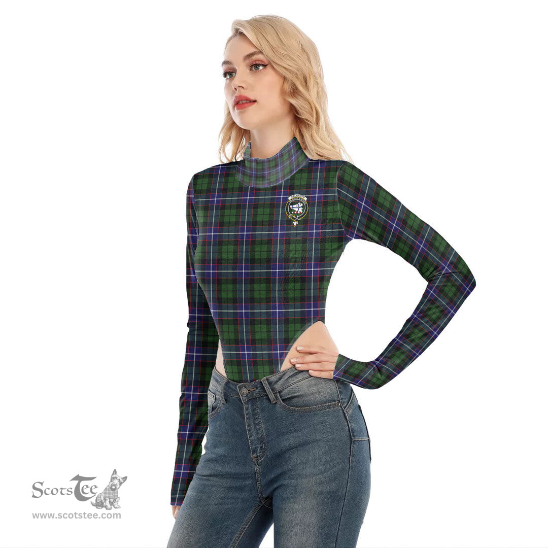 Scottish Galbraith Modern Clan Crest Tartan Womens Turtleneck High Cut Bodysuit Stretchy Jumpsuit