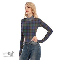 Scottish Fletcher of Dunans Clan Tartan Womens Turtleneck High Cut Bodysuit Stretchy Jumpsuit