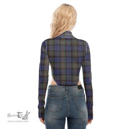 Scottish Fletcher of Dunans Clan Tartan Womens Turtleneck High Cut Bodysuit Stretchy Jumpsuit