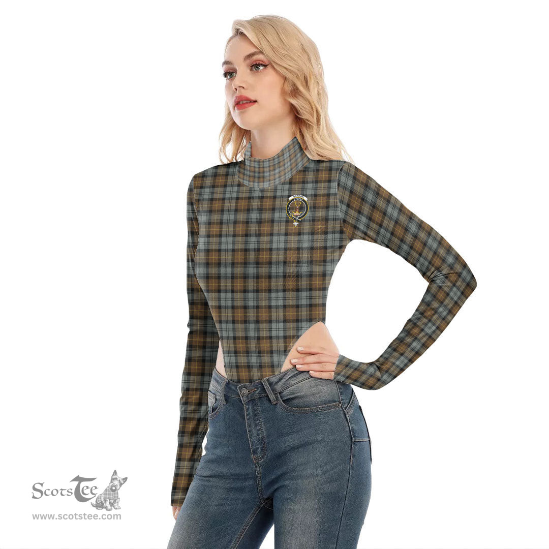 Scottish Gordon Weathered Clan Crest Tartan Womens Turtleneck High Cut Bodysuit Stretchy Jumpsuit
