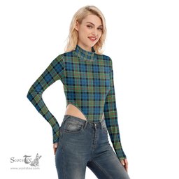 Scottish Colquhoun Ancient Clan Tartan Womens Turtleneck High Cut Bodysuit Stretchy Jumpsuit