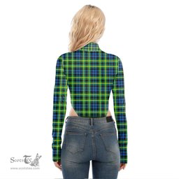 Scottish Campbell of Breadalbane Ancient Clan Crest Tartan Womens Turtleneck High Cut Bodysuit Stretchy Jumpsuit