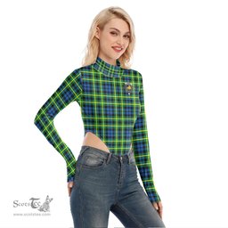 Scottish Campbell of Breadalbane Ancient Clan Crest Tartan Womens Turtleneck High Cut Bodysuit Stretchy Jumpsuit
