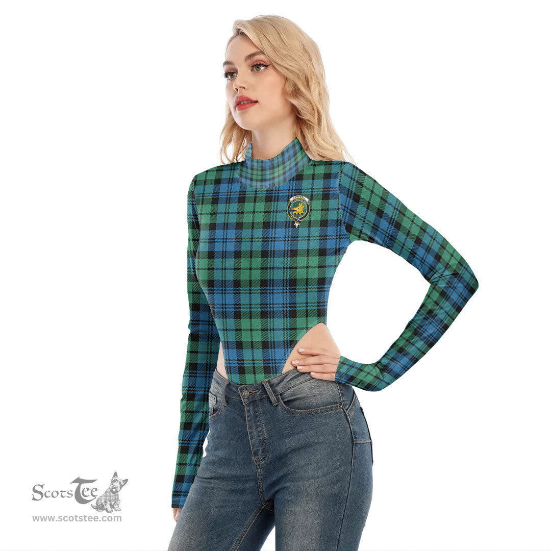 Scottish Campbell Ancient 01 Clan Crest Tartan Womens Turtleneck High Cut Bodysuit Stretchy Jumpsuit