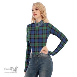 Scottish Fletcher Ancient Clan Tartan Womens Turtleneck High Cut Bodysuit Stretchy Jumpsuit