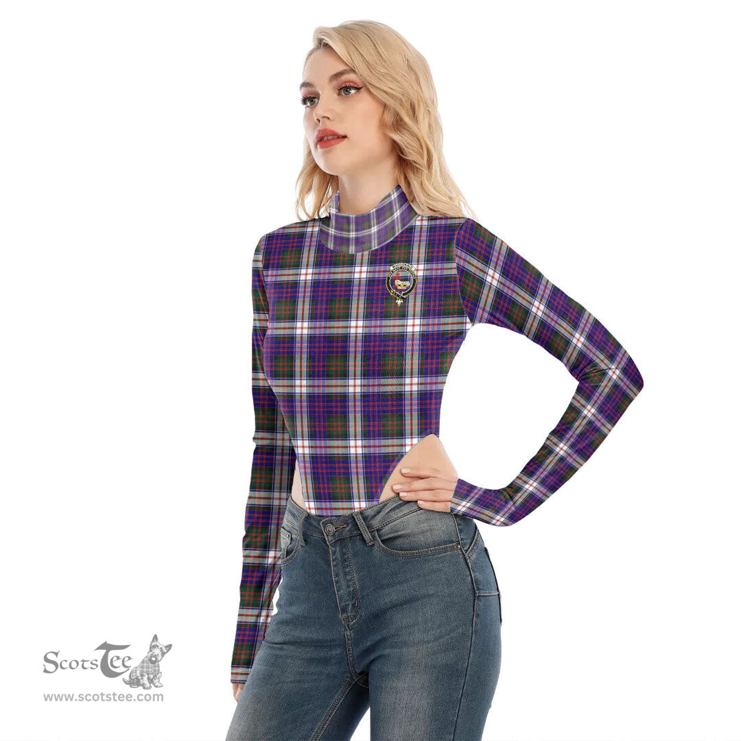 Scottish MacDonald Dress Modern Clan Crest Tartan Womens Turtleneck High Cut Bodysuit Stretchy Jumpsuit