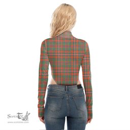 Scottish MacKinnon Ancient Clan Crest Tartan Womens Turtleneck High Cut Bodysuit Stretchy Jumpsuit