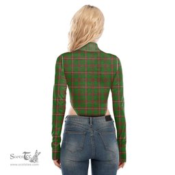 Scottish MacKinnon Hunting Modern Clan Tartan Womens Turtleneck High Cut Bodysuit Stretchy Jumpsuit
