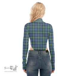 Scottish MacPhail Hunting Ancient Clan Tartan Womens Turtleneck High Cut Bodysuit Stretchy Jumpsuit