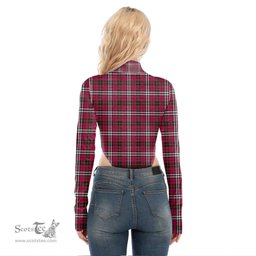 Scottish Little Clan Crest Tartan Womens Turtleneck High Cut Bodysuit Stretchy Jumpsuit