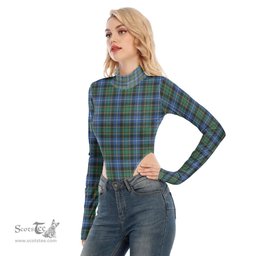 Scottish MacRae Hunting Ancient Clan Tartan Womens Turtleneck High Cut Bodysuit Stretchy Jumpsuit