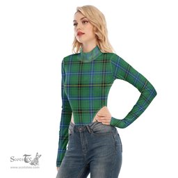 Scottish Henderson Ancient Clan Tartan Womens Turtleneck High Cut Bodysuit Stretchy Jumpsuit