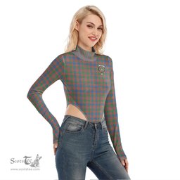 Scottish MacIntyre Ancient Clan Crest Tartan Womens Turtleneck High Cut Bodysuit Stretchy Jumpsuit