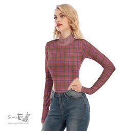 Scottish MacRae Ancient Clan Tartan Womens Turtleneck High Cut Bodysuit Stretchy Jumpsuit