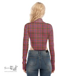 Scottish MacRae Ancient Clan Tartan Womens Turtleneck High Cut Bodysuit Stretchy Jumpsuit