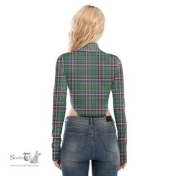 Scottish MacFarlane Hunting Ancient Clan Tartan Womens Turtleneck High Cut Bodysuit Stretchy Jumpsuit