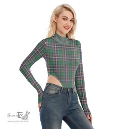 Scottish MacFarlane Hunting Ancient Clan Tartan Womens Turtleneck High Cut Bodysuit Stretchy Jumpsuit