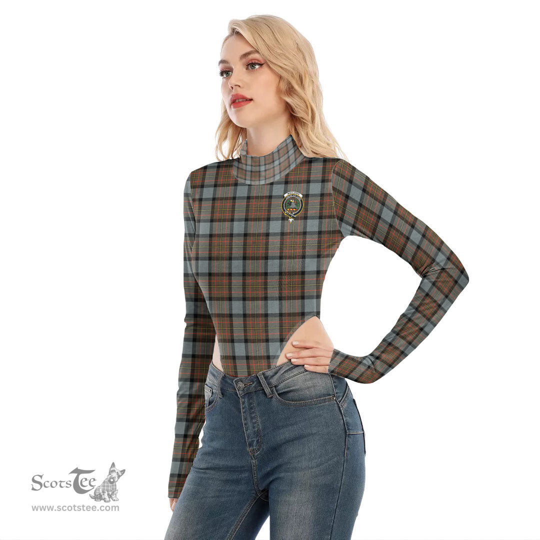 Scottish MacLaren Weathered Clan Crest Tartan Womens Turtleneck High Cut Bodysuit Stretchy Jumpsuit