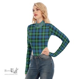 Scottish Lyon Clan Clan Tartan Womens Turtleneck High Cut Bodysuit Stretchy Jumpsuit