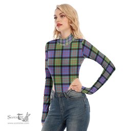 Scottish MacDonald Ancient Clan Tartan Womens Turtleneck High Cut Bodysuit Stretchy Jumpsuit