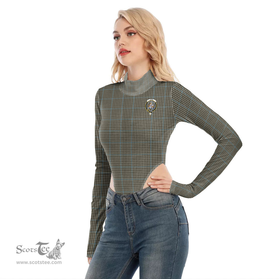 Scottish Haig Check Clan Crest Tartan Womens Turtleneck High Cut Bodysuit Stretchy Jumpsuit