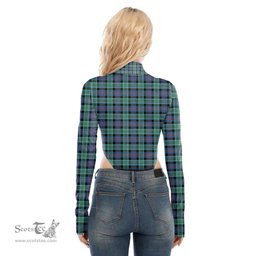 Scottish MacTaggart Ancient Clan Tartan Womens Turtleneck High Cut Bodysuit Stretchy Jumpsuit