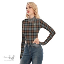 Scottish Gunn Weathered Clan Crest Tartan Womens Turtleneck High Cut Bodysuit Stretchy Jumpsuit
