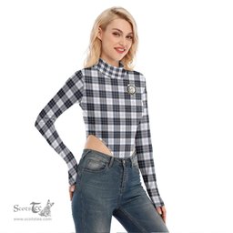 Scottish MacRae Dress Modern Clan Crest Tartan Womens Turtleneck High Cut Bodysuit Stretchy Jumpsuit